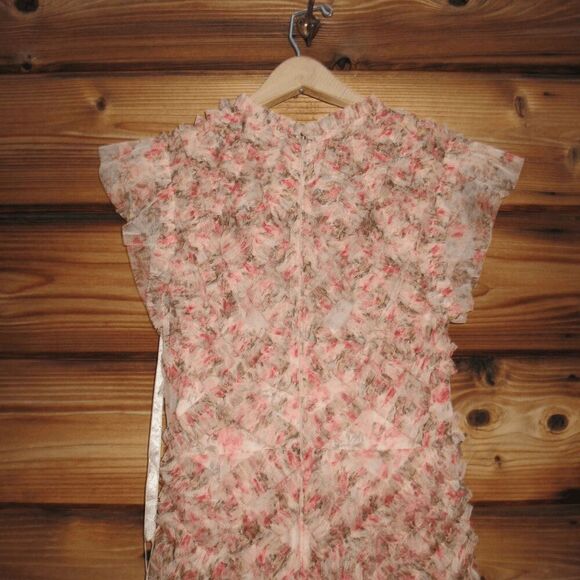 NWT MAC DUGGAL 8060 Ruffle Tiered Short Sleeve A Line Dress Beige 2 - Picture 11 of 14